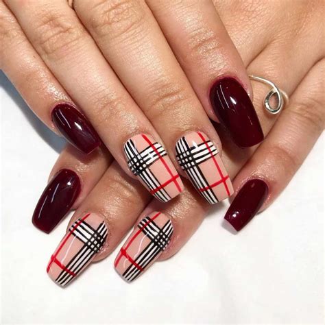 burberry plaid nails|burberry nails holiday plaid.